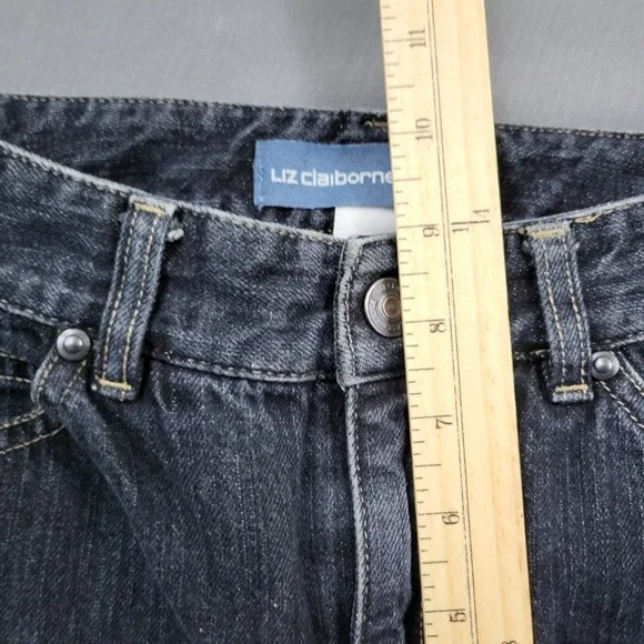 Liz Claiborne Womens Straight Leg Jeans Dark Wash 100% Cotton Blue Denim Size 4 - Picture 5 of 10